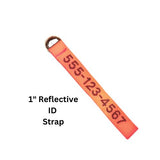 Personalized Horse Evacuation Identification Tag; Reflective Orange Nylon Webbing; 1 inch Wide, 9 inches Long; Embroidered Phone Number, by Thriving Pets International